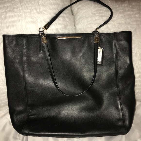 Coach Handbags - Coach black leather tote bag
